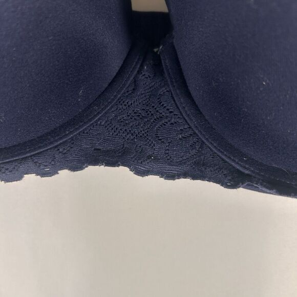 Aerie Bra Women's 36DD Navy Blue Padded Underwired Floral Lace Hook Eye - Picture 3 of 7